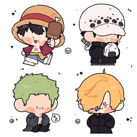 Anime Chibi One Piece, Cute Pirate Drawing, Chibi Strawhats, One Piece Cute Chibi, One Piece Animals, Robin Chibi, One Piece Chibi, Zoro Luffy, One Piece Logo