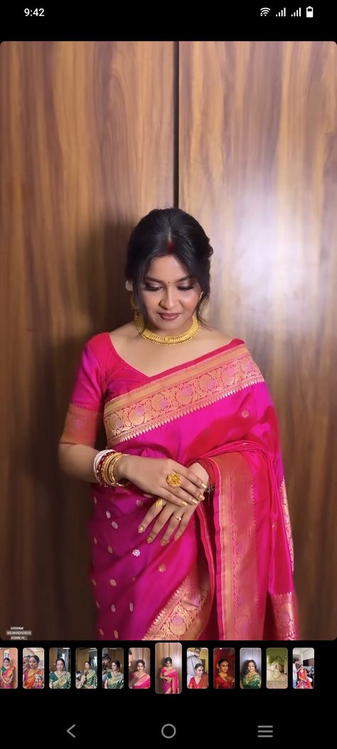 Newlywed Saree Look, Simple Jewellery For Saree, Bengali Wedding Look, Engagement Saree Look, Bengali Bride Reception Look, Bengali Marriage, Marriage Suit, Saree Photography, Brides Sister