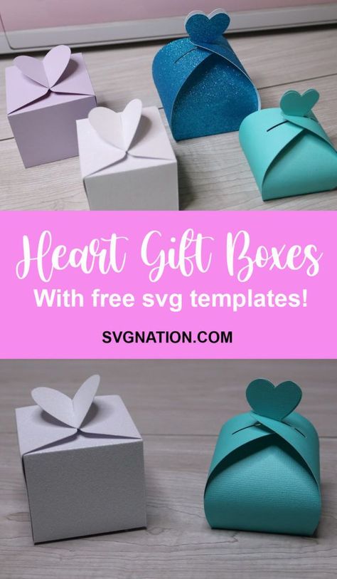 Free Cricut heart box template SVG cut file for crafting, DIY gifts, and Valentines Day projects. Gift Boxes Cricut, Box Templates For Cricut, Diy Box Cricut, Paper Box Gift Ideas, Gift Box Cricut Template, Cricut Cards Valentines Day, Cricut Boxes Templates Free Printable, Cricut Box Templates Free Svg, Cricut Boxes Ideas