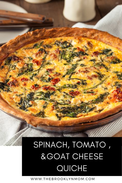 Spinach, Tomato. and Goat Cheese Quiche Tomato And Goat Cheese, Goat Cheese Quiche, Cheese Quiche Recipe, 3 Meals A Day, Spinach Tomato, Breakfast Quiche Recipes, Quiche Recipes Easy, Goat Cheese Recipes, Cheese Quiche