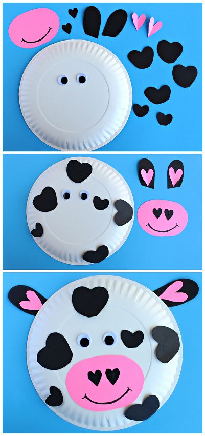 Paper Plate Cow Heart Craft- Fun Valentine's Day Craft for Kids! | CraftyMorning.com Cow Craft, February Crafts, Valentine's Day Crafts For Kids, Preschool Valentines, Valentine Crafts For Kids, Ideas Craft, Daycare Crafts, Paper Plate Crafts, Plate Crafts