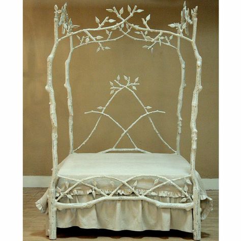 Forest Dreams Canopy Bed Elven Bedroom, Lotr Decor, Forest Bed, Woodland Bedroom, Childhood Bedroom, Fantasy Bedroom, Cool Tree Houses, Fairy Decor, Iron Bed