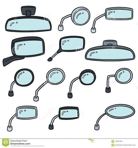 Car Mirror Drawing, Rear View Mirror Drawing, Mirror Drawing, Desert Drawing, Mirror Vector, Mirror Drawings, Bike Mirror, Cartoon Doodle, Window Ideas