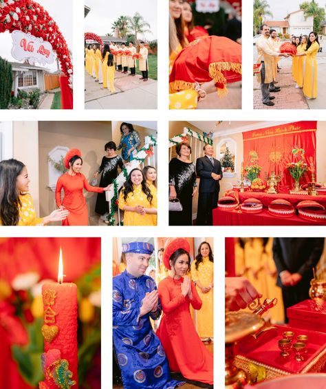 Vietnamese Engagement Party, Tea Ceremony Wedding Vietnamese, Vietnamese Tea Ceremony Decorations, Vietnamese Wedding Decorations, Ceremony Shots, Vietnamese Tea Ceremony, Traditional Vietnamese Wedding, Tea Ceremony Wedding, Vietnamese Wedding Dress