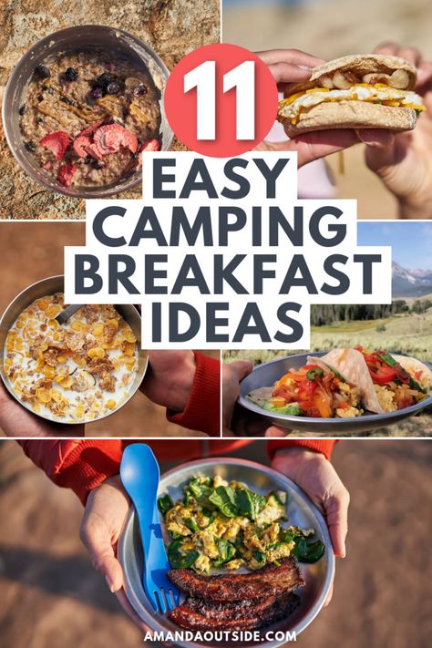 Need some easy camping breakfast ideas for your next trip? Check out this round-up of 11 camping recipes that will make camp breakfast a breeze! This list includes plenty of no-cook camping foods so even if you don’t want to cook, you can still eat a delicious camping meal! Head over to the blog to print some recipes and have a relaxing morning at camp! #breakfast #camping #campfood Easy Camping Breakfast Ideas, Camping Breakfast Recipes, Camping Meal Planner, Camping Breakfasts, Camping Breakfast Ideas, Camping Recipes Breakfast, Easy Camping Breakfast, Easy Camping Food, Camping Meal Ideas