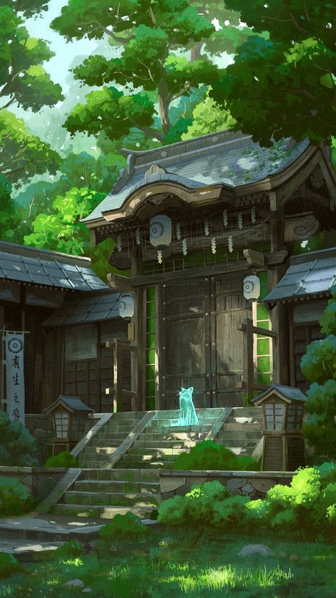 Water Shrine, Shrines Art, Japan Temple, Japanese Village, Fantasy Cities, Japanese Forest, Japanese Shrine, 3d Environment, Forest Illustration