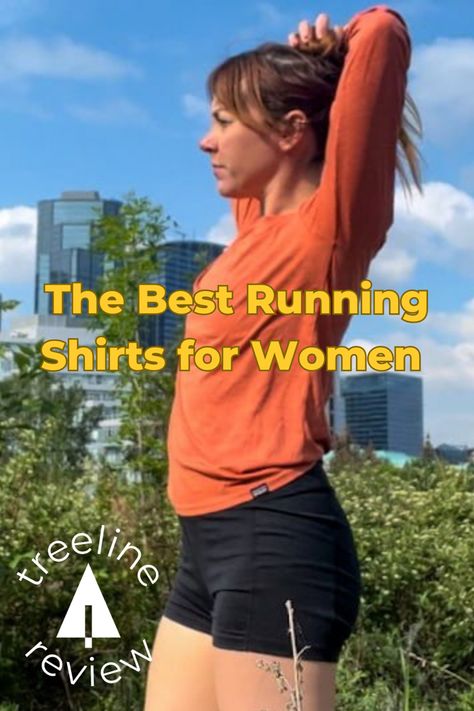 A woman wears a long sleeve shirt to stretch outside. Running Tops For Women, Running Shirts For Women, Running Coach, Female Runner, Long Sleeve Running Shirt, Running Tanks, Running Tank Tops, Hydration Pack, Cool Tanks