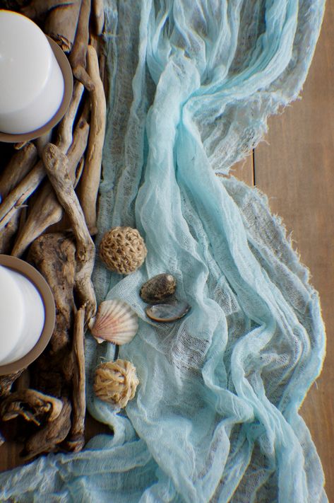 Boho Wedding Gauze Table Runner Aqua Blue Wedding Cheesecloth - Etsy