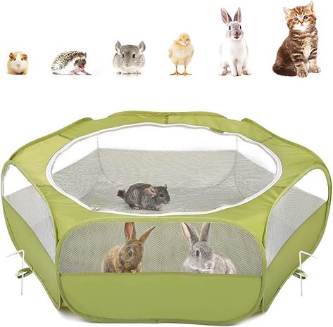 Pawaboo Small Animals Playpen, Waterproof Small Pet Cage Tent with Zippered Cover, Portable Outdoor Yard Fence with 3 Metal Rod for Kitten/Puppy/Guinea Pig/Rabbits/Hamster/Chinchillas, Green : Amazon.ca: Pet Supplies Pet Playpens, Baby Rats, Yard Fence, Small Kittens, Pet Playpen, Small Animal Cage, Baby Chickens, Chinchillas, Gerbil