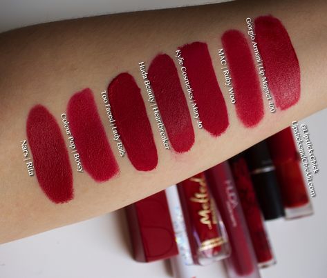 Red Lipstick Swatches, Mac Liquid Lipstick, Mac Red Lipsticks, Lip Color Shades, Red Lipstick Shades, Liquid Matte Lipstick, Lipstick Kit, Best Lipsticks, Fancy Makeup