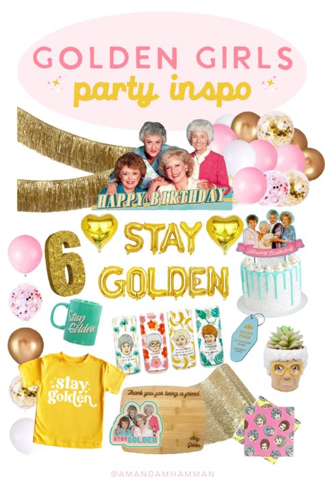 Golden Girl Themed Party, Golden Girls Bridal Shower Theme, Golden Girls 40th Birthday Party, Girls Golden Birthday Ideas, Golden Girls Bachelorette Party, Golden Girls Theme Party, Golden Girls Birthday Party, Golden Birthday Ideas, Golden Girls Party