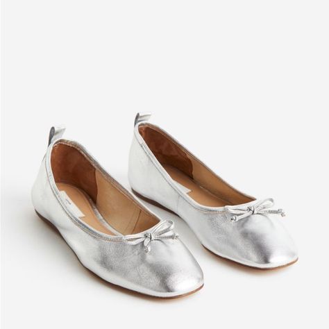 Brand New With Tags. Silver H&M Silver Flats. Leather Lining And Insoles. Leather Is Soft And Supple. These Shoes Are From Their Premium Collection. H&m Shoes, Shoes Silver, Silver Flats, Silver Shoes, Leather Ballet Flats, Flat Color, Flat Shoes Women, Ballet Flats, Loafer Flats