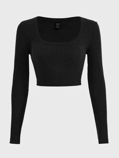 Long Sleeve Black Crop Top, Mode Indie, Rok Mini, Black Long Sleeve Crop Top, Trendy Outfits For Teens, Black Crop Top, Black Long Sleeve Top, Cute Comfy Outfits, Cute Everyday Outfits