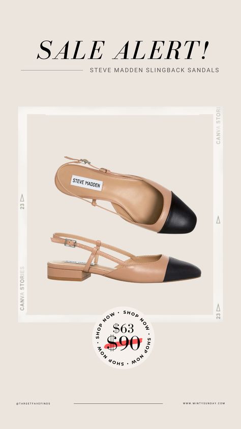 sale alert for chanel inspired cap toe slingback sandals at steve madden Steve Madden Slingback, Chanel Slingback Shoes, Steve Maddens, Chanel Slingback, Iconic Shoes, Chanel Inspired, Slingback Shoes, Fashion Deals, Slingbacks