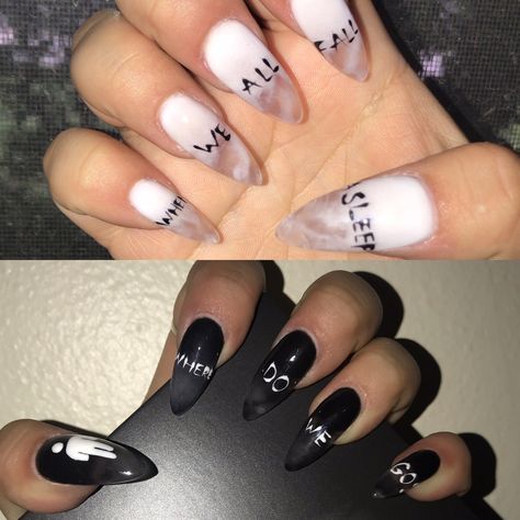 Billie Eilish nails - WHEN WE ALL FALL ASLEEP, WHERE DO WE GO? Billie Eilish Nails, Gellish Nails, Nail Art Instagram, Crazy Nails, Unique Acrylic Nails, Pastel Nails, Dream Nails, Fire Nails, Fall Asleep