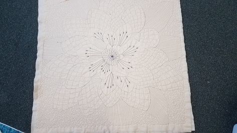 Picture Flower Panel, Sewing Machine Quilting, Freemotion Quilting, Whole Cloth Quilts, Flower Quilts, Flower Panels, Quilt Tutorial, Thread Art, Thread Painting