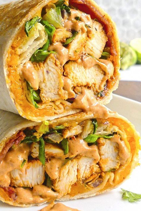 Chipotle Chicken Wrap, Chipotle Chicken Salad, Chicken Wrap Recipe, Cooking Turkey Bacon, Chipotle In Adobo Sauce, Chicken Wrap Recipes, Wrap Recipe, Chicken Wrap, Chipotle Sauce