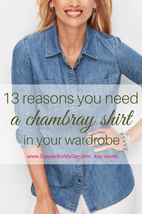 Dark Chambray Shirt Outfit, Style A Chambray Shirt, How To Wear Chambray Shirt, Chambray Shirt Outfit 2023, How To Style A Chambray Shirt, Chambray Shirt Outfit Winter, Chambray Shirt Outfit Fall, Jean Shirt Outfits For Women, Demin Shirt Outfit