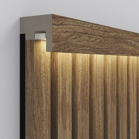 Wood Slat Lighting, Slat Wall Led Lighting, Wooden Wall Panels Interior Design, Wood Slat Wall Lighting, Slat Wall Foyer, Led Wooden Panel, Wood Slat Wall Design, Wooden Battens On Wall, Internal Wall Cladding Ideas