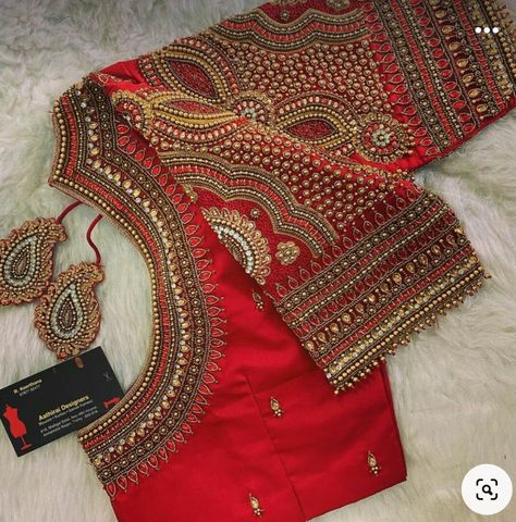 Work Blouse Hand Designs, Red Blouse Design, Green Blouse Designs, Blouse Maggam Work, Blue Blouse Designs, Aari Design, Latest Bridal Blouse Designs, Maggam Work Blouse, Latest Blouse Designs Pattern