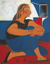 Françoise Gilot, ÉTUDE BLEUE, 1953, Made of Oil on board Francoise Gilot, Dora Maar, Georges Braque, Henri Matisse, Cubism, Human Figure, Pablo Picasso, French Artists, Art Moderne