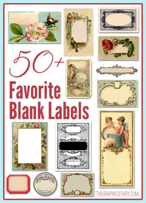 50+ Favorite Blank Labels - The Graphics Fairy Vintage Labels Printables Free, Vintage Labels Printables, Vintage Halloween Images, French Ephemera, Etiquette Vintage, Label Image, Canning Labels, The Graphics Fairy, Free Vintage Printables