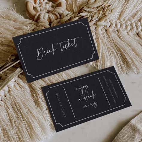 Drink Ticket Wedding Reception Bar Token Card B613 - Sympathy Tokens gifts Wedding Drink Tickets, Wedding Reception Bar, Drink Tickets, Bar Wedding Reception, Drink Ticket, Reception Bar, Wedding Venue Decorations, Venue Decor, Wedding Drink