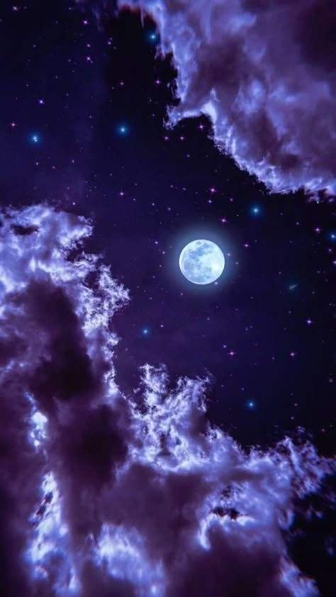 Pretty Moon Aesthetic, Purple Moon Aesthetic, Galaxy Aesthetics, Wallpaper Iphone Solid Color, Full Moon Aesthetic, Full Moon Magic, Solid Color Wallpaper, Fantasy Moon, Moon Elf