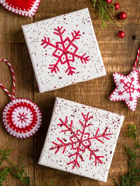 How to Draw a Snowflake - Olivia OHern Paint A Snowflake, Paint Snowflakes, Draw A Snowflake, Wood Wall Hanging, Easy Christmas Crafts, Glitter Paint, Paint Marker, Christmas Paintings, Red Paint