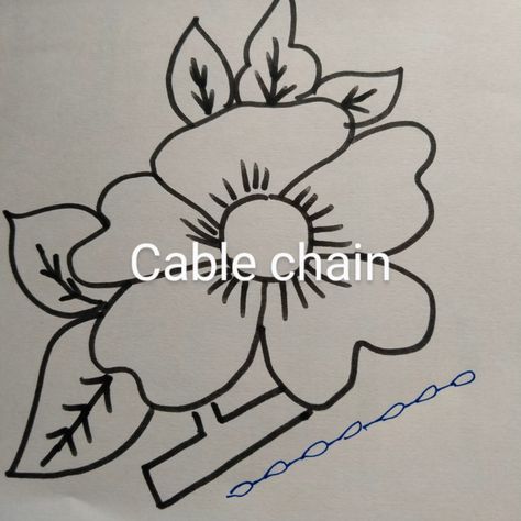 Floral design Cable Chain Stitch, Chain Stitch Design, Chain Stitch, Stitch Design, Cable Chain, Hand Embroidery, Machine Embroidery, Embroidery Designs, Floral Design