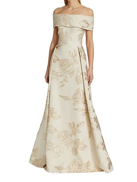 Jacquard Gown, Teri Jon, Mother Of Groom Dresses, Designer Evening Gowns, Floral Dresses Long, Floral Jacquard, Gowns Of Elegance, Jacquard Dress, Gowns With Sleeves