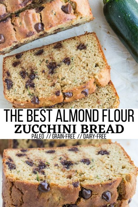 Bread Using Almond Flour, Almond Flour Zucchini Bread, Zucchini Bread With Chocolate Chips, Paleo Zucchini Bread, Using Almond Flour, Bread With Chocolate Chips, Gluten Free Zucchini Bread, Bread With Chocolate, Zucchini Bread Healthy