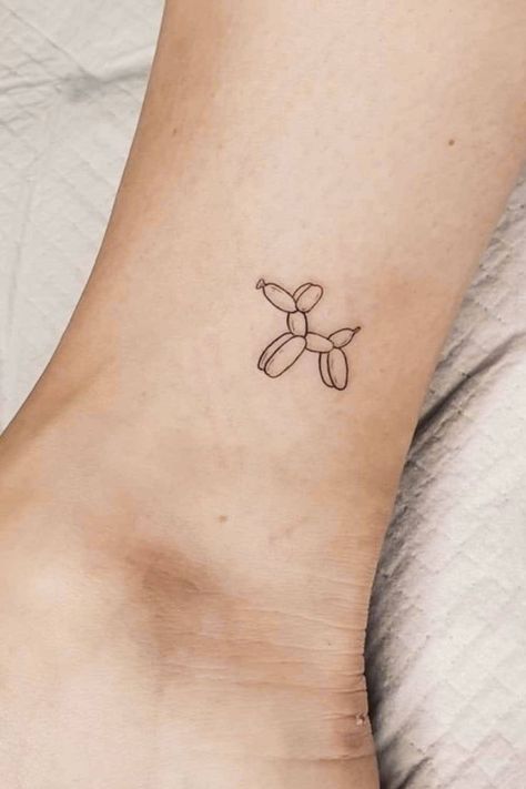 Ballon Dog Tattoo, Luck Tattoos, Luck Tattoo, Minimalistic Tattoos, Tiny Tats, Tier Tattoo, Balloon Tattoo, Letter Tattoo, Anklet Tattoos