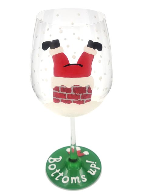 Price: $32.00#santa #bottoms #glass #painted #holiday #christmas #glasses How To Paint A Wine Glass Diy, Christmas Painted Glasses, Winter Wine Glass Painting, Christmas Wine Glass Painting, Wine Glass Painting Christmas, How To Paint Wine Glasses, Christmas Glass Painting Ideas, Christmas Painted Wine Glasses, Christmas Wine Glasses Diy