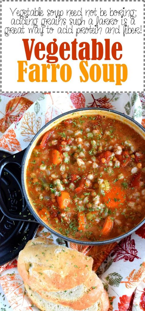 Vegetable Farro Soup - Lord Byron's Kitchen Farro Soup Vegetarian, Healthy Italian Recipes Clean Eating, Recipes With Farro, Farro Soup, Veggie Soups, Farro Recipes, Stews Recipes, Vegetable Soup Healthy, Quick Dinners