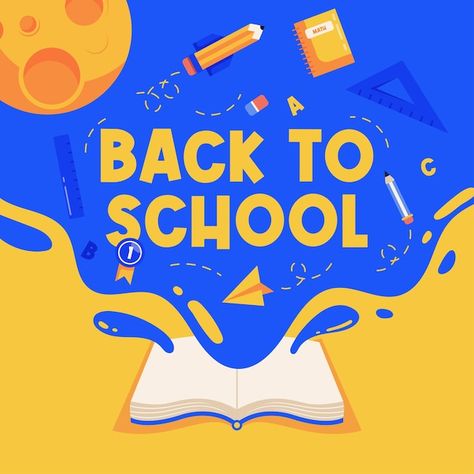 Back To School Social Media Design, School Banner Design, Holiday Social Media Posts, School Social Media, School Branding, Social Media Party, Back To School Design, Kids Social Media, Banner Illustration