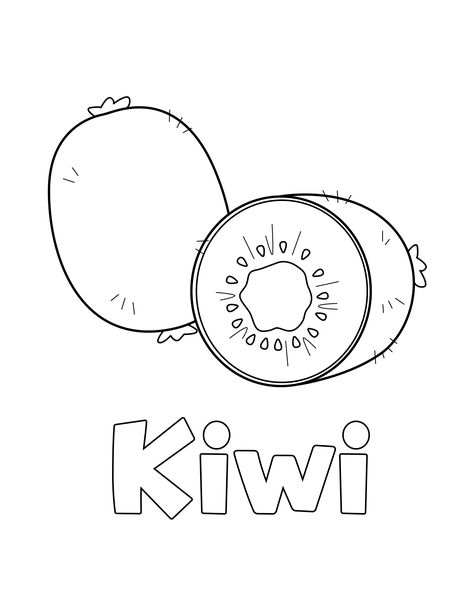 Kiwi Coloring Page from LittleBeeFamily.com Kiwi Activities For Preschool, Kiwi Coloring Page, Fruit Coloring Pages Free Printable, Kiwi Fruit Drawing, Kid Colouring, Kiwi Drawing, Chinese Worksheet, Coloring Pages Activities