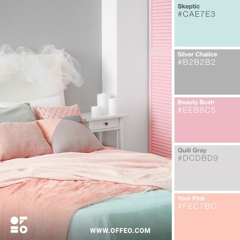 20 Soft Pastel Spring/Summer Color Palettes | Offeo Summer Color Palettes, Best Bedroom Colors, Bedroom Colour Palette, Color Schemes Colour Palettes, Pastel Colour Palette, Room Color Schemes, Bedroom Color Schemes, Girl Bedroom Decor, Bedroom Paint