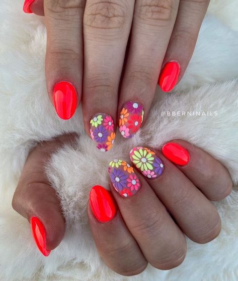 Bold Summer Nails, Cowboy Nails, Bright Nails, Beautiful Weather, Nail Files, Summer Acrylic Nails, Neon Nails, Fabulous Nails, Floral Nails