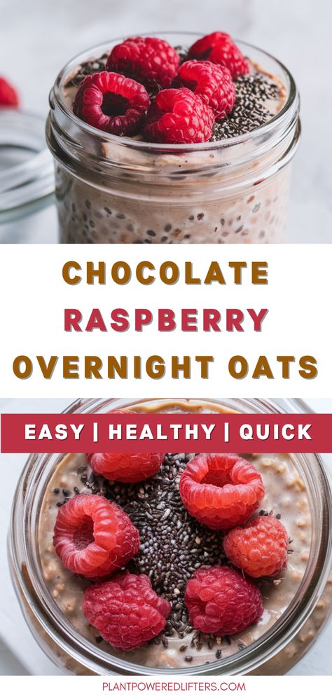 Are you looking for chocolate raspberry overnight oats? Look no further! These overnight oats are easy to make, and surprisingly healthy. Whether you're looking for easy overnight oats in a jar or vegan overnight oats, this recipe has got you covered! Raspberry Overnight Oats Healthy, Over Night Oats In A Jar Recipe, Overnight Oats Raspberry, Raspberry Overnight Oats, Oats In A Jar, Recipes In A Jar, Overnight Oats Recipe Easy, Oatmeal In A Jar, Overnight Oats In A Jar