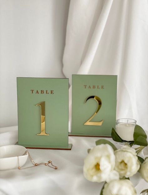 Wedding Table Decor Rustic, Sage Table, Wooden Table Numbers Wedding, Table Decor Rustic, Gold Table Numbers, Elegant Wedding Stationery, Acrylic Table Number, Wedding Table Number, Wedding Table Decor