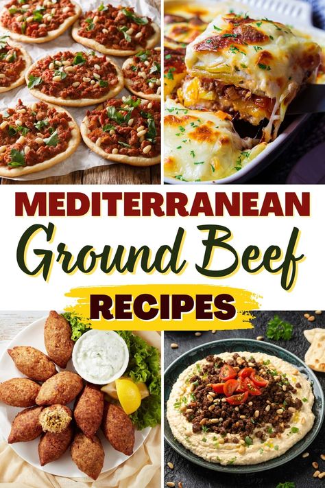 Easy Cheap Mediterranean Diet Recipes, Hearty Mediterranean Meals, Mediterranean Ground Beef Stir Fry, Mediterranean Diet Hamburger Recipe, Mediterranean Hamburger Meat Recipes, Mediterranean Recipes Dinner Ground Beef, Mediterranean Recipes With Beef, Medditeranean Ground Beef Recipes, Mediteranian Beef Recipes