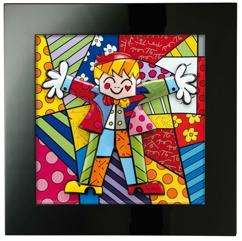 Romero Britto Cuadro de Porcelana ABRAZO FUERTE - 450768 - Tienda Romero Britto Art, Britto Art, Pop Art Comic, Animal Crafts For Kids, Pin Up Art, Oil Painting Landscape, Whimsical Art, Kids Art Projects, Graffiti Art