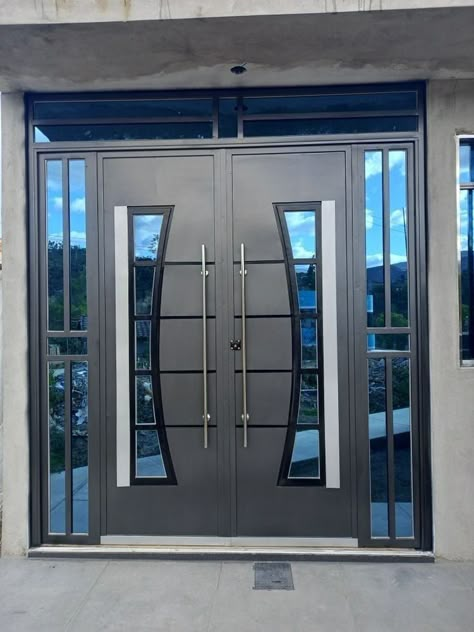 Door Grills Modern, Metal Double Doors Design, Doors Interior Modern Front Entrances, Steel Door Design Modern, Modern Front Entry Door, Iron Door Design Modern Entrance, Steel Door Design Entrance, Maindoors Design Modern, Main Entrance Door Design Modern