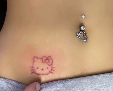 Tatuaje Hello Kitty, Hello Kitty Tattoo, Kitty Tattoos, Stick Poke Tattoo, Kitty Tattoo, Small Tats, Hello Kitty Tattoos, Sharpie Tattoos, Handpoke Tattoo