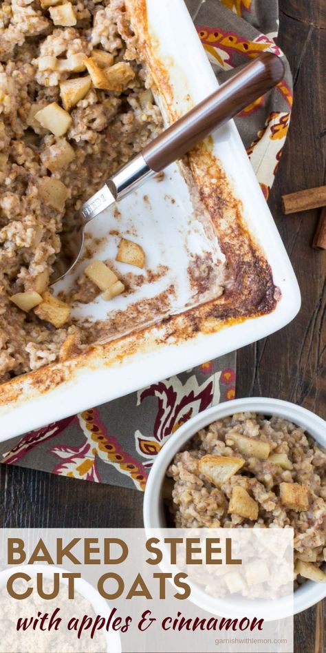 Baked Steel Cut Oats, Healthy Oats Breakfast, Baked Steel Cut Oatmeal, Oatmeal With Apples, Steel Cut Oatmeal Recipes, Baked Apple Oatmeal, Steel Cut Oats Recipe, Apples And Cinnamon, Steel Cut Oatmeal