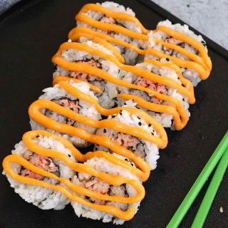 Spicy Crab Roll Recipe - IzzyCooking Spicy Mayo Sushi, Spicy Crab Roll Recipe, Spicy Crab Roll, Beer Batter Recipe, Beer Batter Fish, Crab Sushi, Canned Crab Meat, Sushi Vinegar, Sushi Ideas