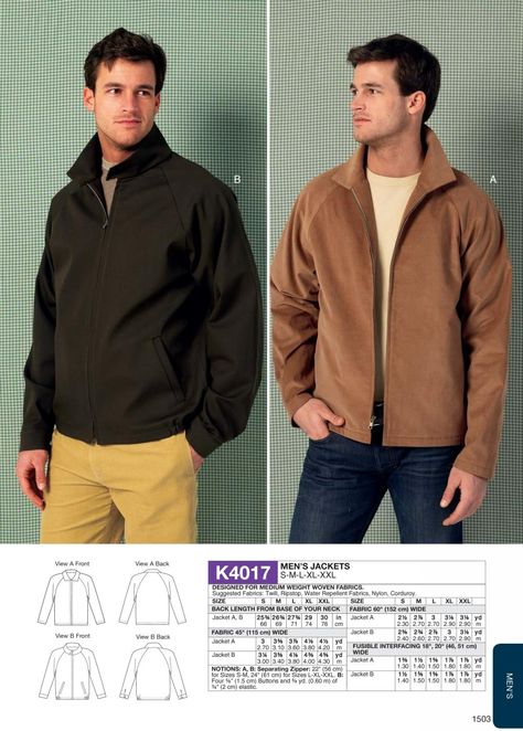 Click to magnify/shrink Raglan Sleeve Jacket Pattern, Raglan Pattern, Raglan Sleeve Jacket, Sewing Men, Mens Sewing Patterns, Kwik Sew Patterns, Sewing Templates, Mens Raglan, Pattern Jacket