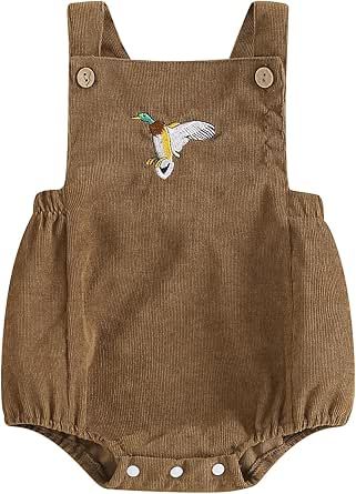 Amazon.com: Infant Baby Boy Girl Mallard Duck Corduroy Overalls Romper Embroidery Duck Sleeveless Bodysuit Hunting Baby Clothes: Clothing, Shoes & Jewelry Pant Romper Outfit, Baby Romper Outfit, Button Romper, Duck Embroidery, Embroidery Square, Hunting Baby, Romper Long Pants, Girls Overalls