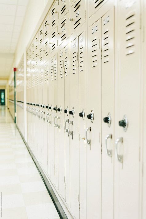 School Photography of Hallway with Lockers in American High School  | Stocksy United  By Raymond Forbes Photography #stockphoto #StockPhotography #SchoolLocker #BackToSchool #School #Americana #SchoolHallway #SchoolCorridor High School Lockers, Every Last Word, School Locker, School Hallways, American High School, School Lockers, Dream School, School Photography, Connect The Dots